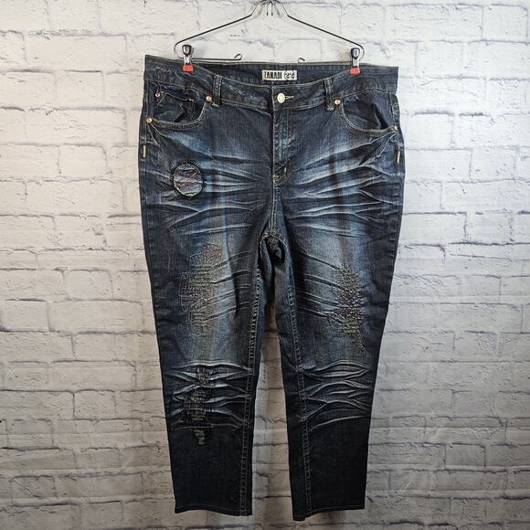 Zana Di Denim - Zana Di Womens Plus Size 22 Jeans Blue Hippie Embroidered Skinny